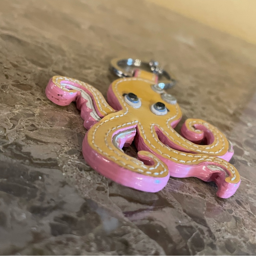 COACH Octopus Patent Leather Keychain Bag Charm - Picture 6 of 12